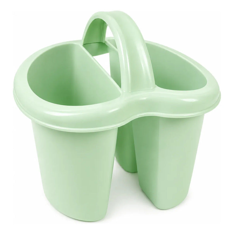 Escurridor Organizador Cubiertos 4 Divisiones Plastico Verde Claro