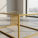 Mesa De Centro Rectangular Con Cubierta De Vidrio Decoracion Dorado