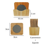 Pack 6 Posavasos De Madera Elegantes Con Aislamiento Termico