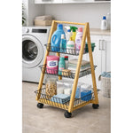 Carro Organizador De Bambu Con Ruedas Cocina Multiusos Negro