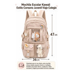 Mochila Escolar Kawaii Estilo Coreano Juvenil Viaje Colegio Terracota Liso