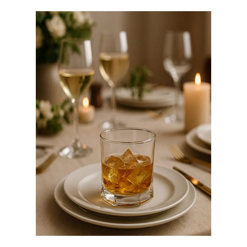 6 Vasos De Vidrio Cristar Ideal Para Uso Diario Y Eventos Transparente