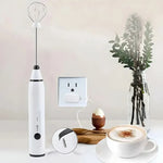 Batidor Espumador Eléctrico Inalámbrico Usb Belida Con 2 Batidores De Acero Blanco