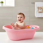 Bañera Bebe Niños Plástico Tina Bebe Ergonómica 72cm Liviana Rosa Liso