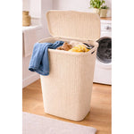 X2 Canasto De Plastico Para Ropa Sucia Con Tapa Calado Cesto Beige Con Tapa