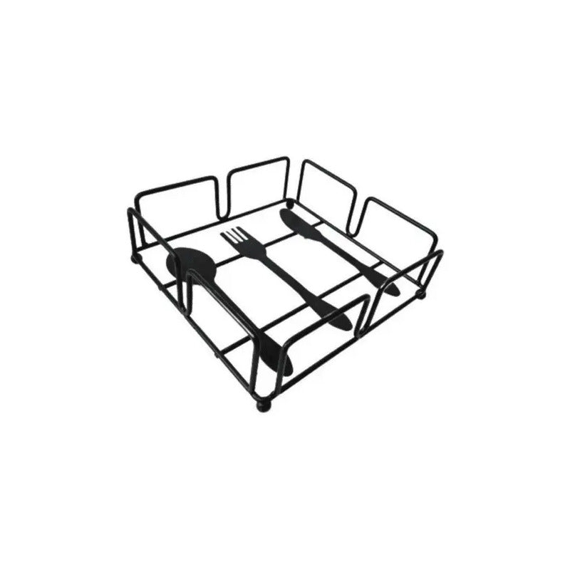 Servilletero Interponte Metálico Cuadrado Negro 18 Cm Negro