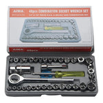 Juego Caja Set Dados Chicharra Herramientas 40 Piezas Auto Plateado / Gris