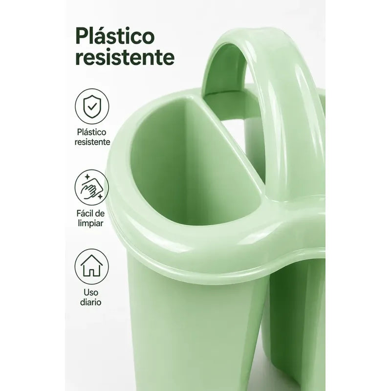 Escurridor Organizador Cubiertos 4 Divisiones Plastico Crema