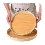 Bandeja Redonda De Servir De Melamina Grano De Madera 30cm