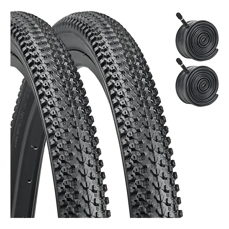 X2 Neumáticos + 2 Cámara Bicicleta Aro 27.5 X2.125 Schrader Negro