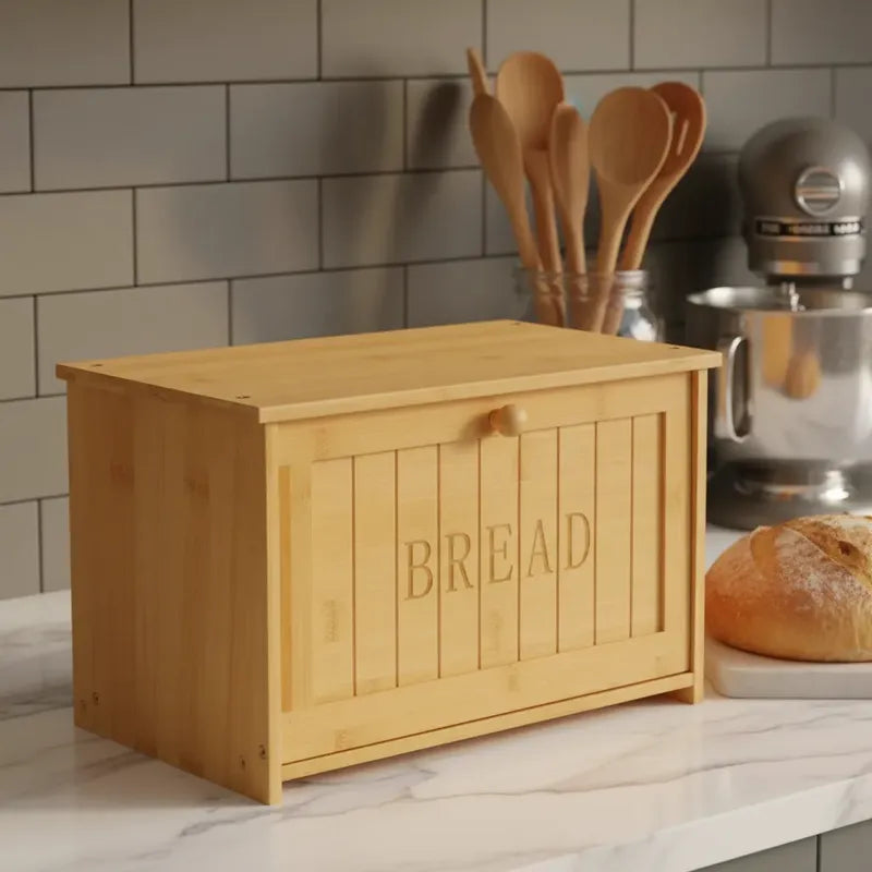 Panera De Bambu Con Puerta Frontal Abatible Rectangular Madera Puerta Frontal Abatible