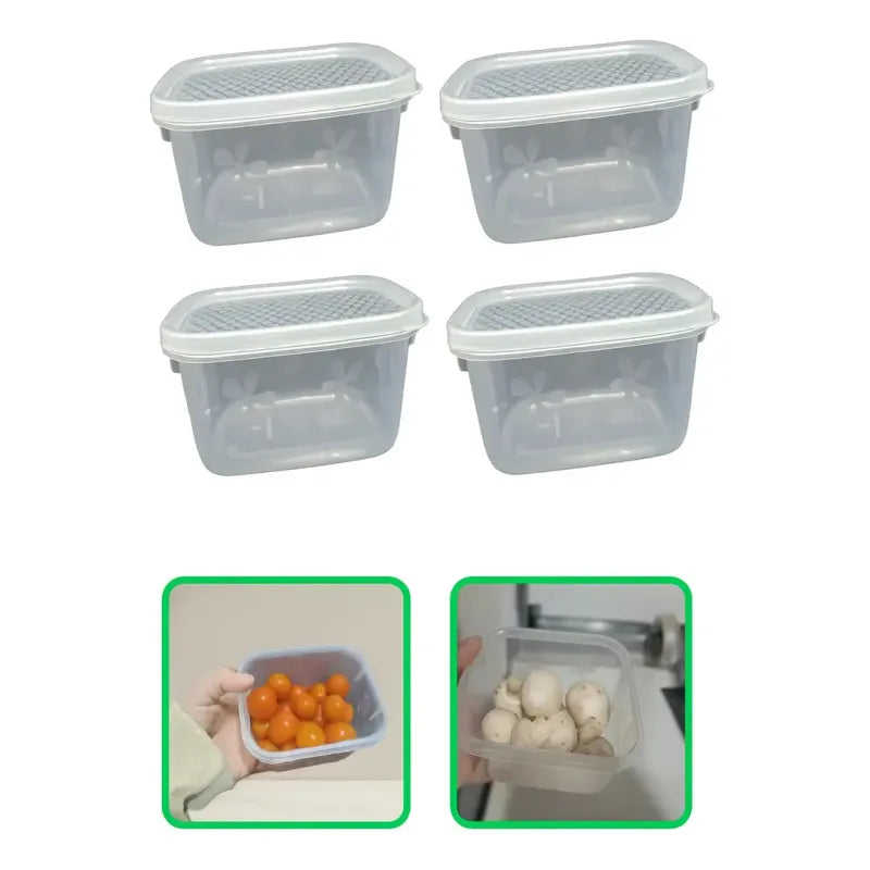 Set 4 Tupper Contenedor De Alimento Comida Rectangular 250ml Trasparente