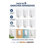 Ganchos De Pared Autoadhesivo Multiuso Colgador 6 Piezas Blanco