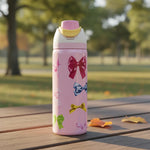 Botella Infantil Termica Boquilla Antigoteo Con Agarre 950ml Rosa Lazos
