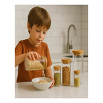 X5 Frasco De Vidrio Para Especias Y Cereales Con Tapa Bambu Transparente
