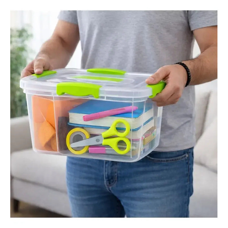 Caja Plastica Organizadora 6 Litros Transparente Tapa Wenco