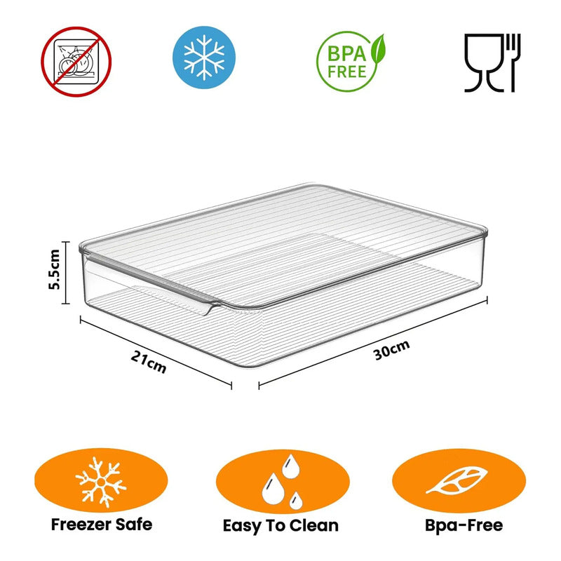 X2 Organizadora Refrigerador Con Tapa Contenedor Acrílico Transparente