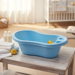Bañera Bebe Niños Plástico Tina Bebe Ergonómica 72cm Liviana Celeste Liso