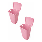 X2 Canasto De Plastico Para Ropa Sucia Con Tapa Calado Cesto Rosa Con Tapa