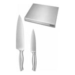 Tabla De Acero Inoxidable Wosh 30x40cm +2 Cuchillos De Acero Tabla 40x30 2 Cuchillos Plateado