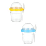 X2 Vaso Para Yogurt Frutas Y Cereales Con Cuchara 500ml Variados