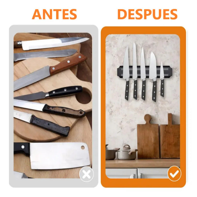 Barra Magnética Imán 33cm Cuchillos Utensilios De Colores