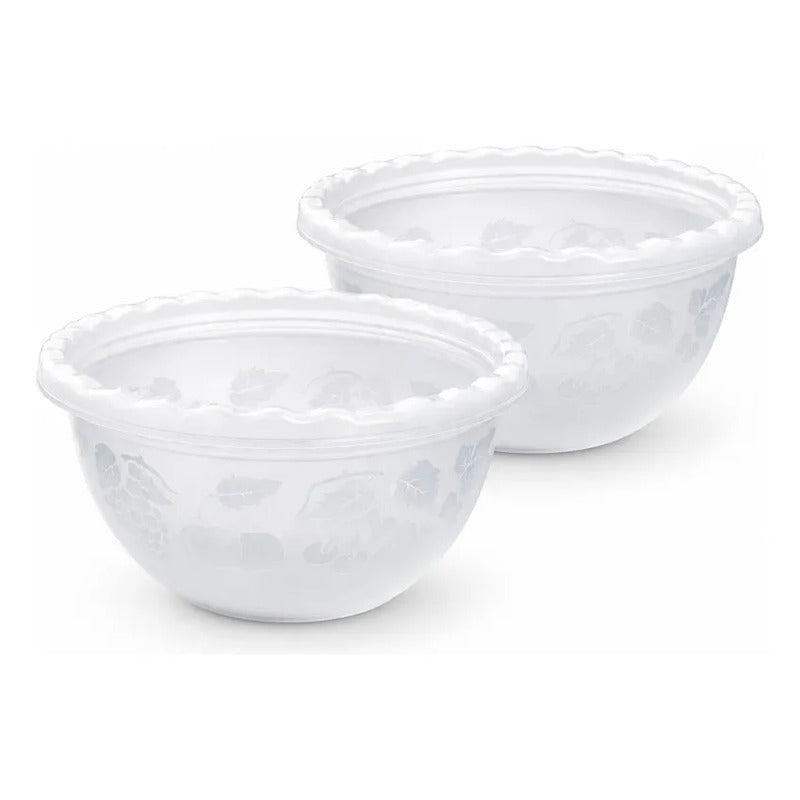 X2 Recipiente Ensalada Bowl Redondo Plastico Multiuso 1.5lts Transparente