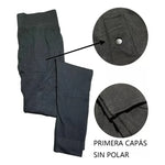 X6 Calza Invierno Hombre Primera Térmico Polar Chiporro   Negroazul-gris Lisa Unica