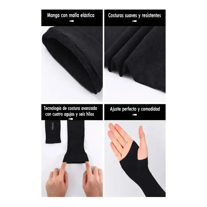 Set 4 Mangas De Brazos Protección Solar Rayos Deporte Unica Negro