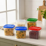 Set De 4 Taper Hermetico Contenedore Cuadrado Alimento 1lts Tapas Colores Surtidos