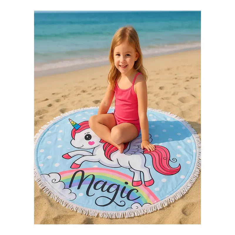 Toalla De Playa Redonda Piscina Microfibra Diseño Varios