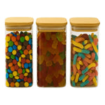 X3 Frasco Hermetico Contenedor 700ml Tapa Bambu De Especies Tapa Bambu