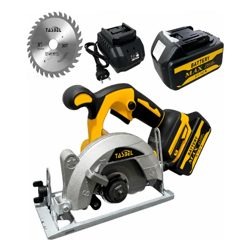 Sierra Circular Metal  Inalambrico Tasbel 21v + 2 Baterias Amarillo 50hz