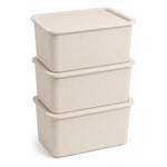 X3 Caja Cesta Organizadora Plastica Con Tapa Apilable 14ltrs