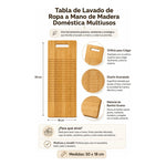 Tabla De Lavado De Ropa A Mano De Bambú Domestica Multiuso Rectangular Madera