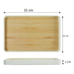 Bandeja De Servir De Melamina Con Grano De Madera 35x23 Cm Blanco