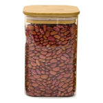 Frasco Hermetico Contenedor 700ml Tapa Bamboo Para Especies Transparente
