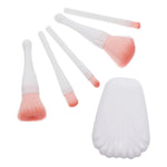 Set 5 Brochas Maquillaje  Cajita Estuche En Forma De Ostra