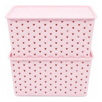 X2 Caja Plastica Organizadora Con Tapa Cesto Decobox 20 Ltrs Rosa Claro Cesto Decobox