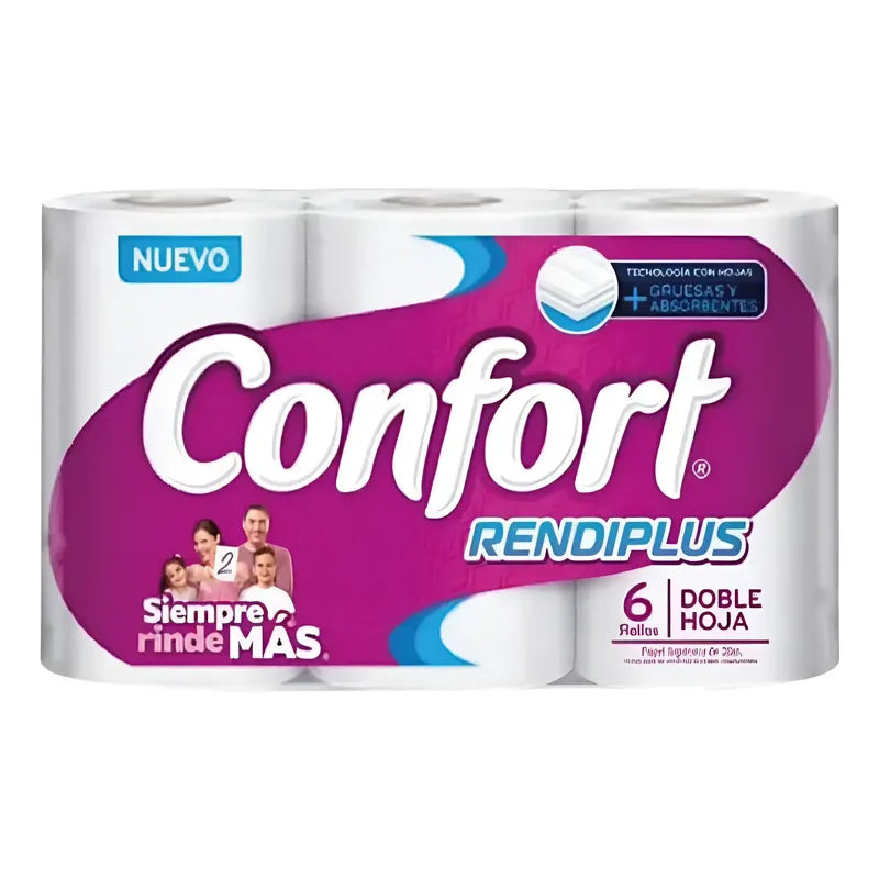 Papel Higiénico Confort - Rendiplus - 6 Rollos X 20 Mt