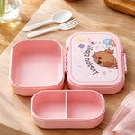 Lonchera Taper Hérmetico  + Cubiertos Infantil Capibara