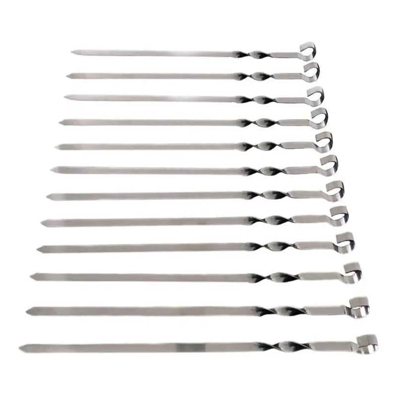 X12 Brochetas De Acero Inoxidable Para Anticucho O Barbacoa Plateado Brochetas De Acero
