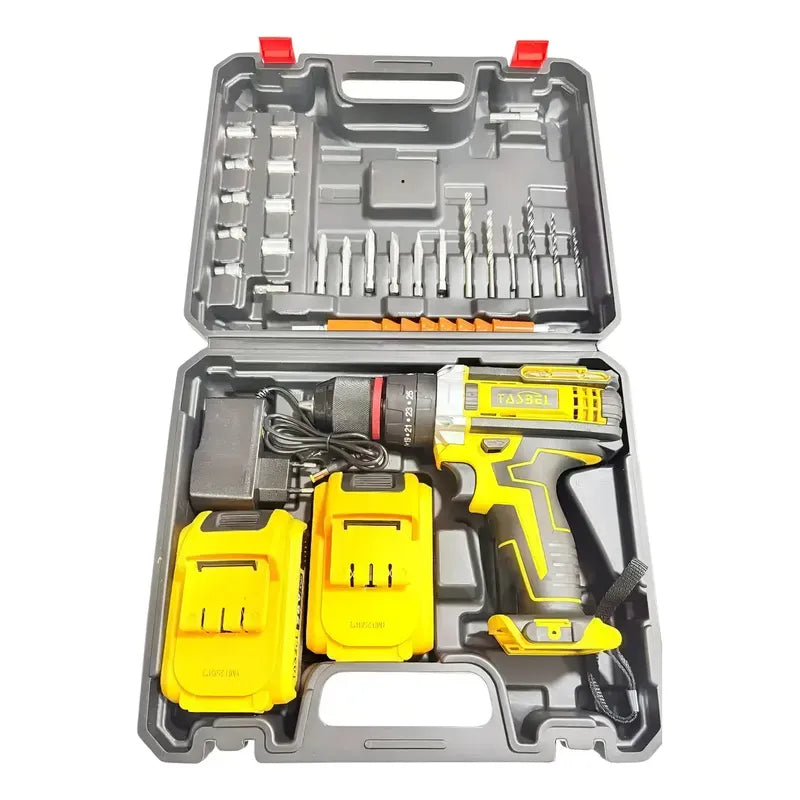 Taladro Percutor Tasbel 2 Baterías En Amarillo Frecuencia 50 Amarillo 50