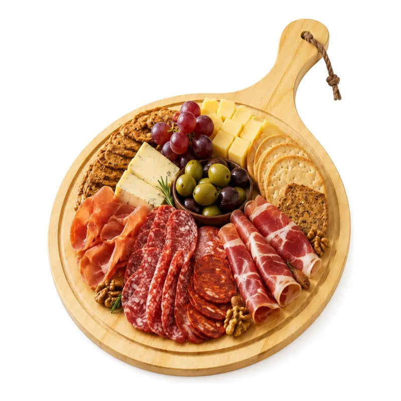 Tabla Para Picoteo Snacks De Bambu Con Mango Pizzera