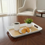 Bandeja De Melamina De Servir Bandeja Rectangular Con Asa Bambú Natural