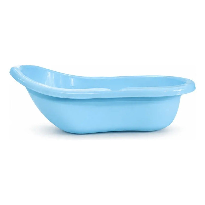 Bañera Bebe Niños Plástico Tina Bebe Ergonómica 78cm Liviana Celeste Lisa