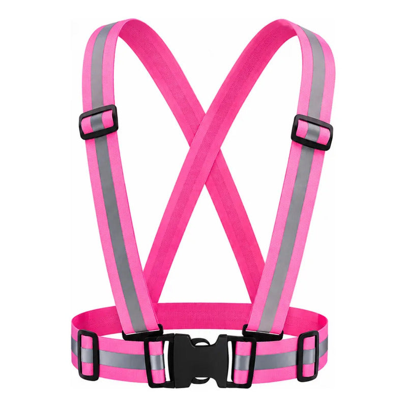 Arnes De Seguridad Reflectante Chaleco Ajustable Adulto Vial Ajustable Rosa Chicle