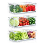 X2 Caja Organizadora Refrigerador Con Tapa Y Mango Grande Blanco
