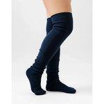 Pack 4 Pares Calcetines Bucaneras Escolares Hasta La Rodilla Azul Oscuro Líneas 35-39