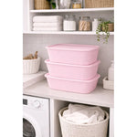 X3 Caja Cesta Organizadora Plastica Con Tapa Apilable 14ltrs